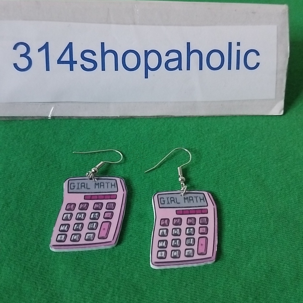 Pink Pierced Calculator Earrings - Picture 3 of 3